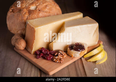 Bread Cheese nuts and fruit Stock Photo