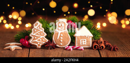 Christmas cookies and biscuits festive background Stock Photo