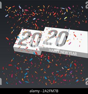 2020 happy New Year 3d illustration concept, vector illustration Stock Vector