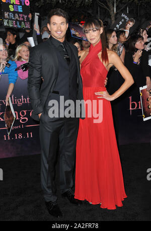 LOS ANGELES, CA. November 14, 2011: Kellan Lutz & Sharni Vinson at the world premiere of his new movie 'The Twilight Saga: Breaking Dawn - Part 1' at the Nokia Theatre, L.A. Live in downtown Los Angeles. © 2011 Paul Smith / Featureflash Stock Photo