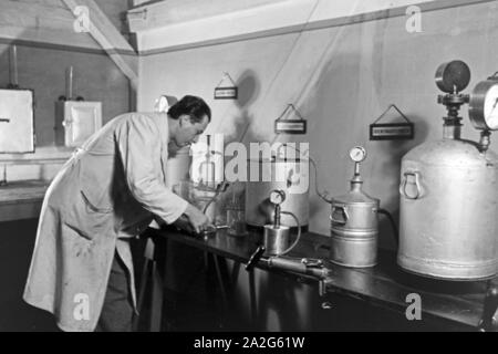 Forschung im Labor im Konserventechnikum Magdeburg, Deutschland 1930er Jahre. At the laboratories of the technical centre for tinned food at Magdeburg, Germany 1930s. Stock Photo