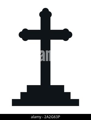 Halloween Cemetery Cross Graveyard Icon Stock Vector Art & Illustration 