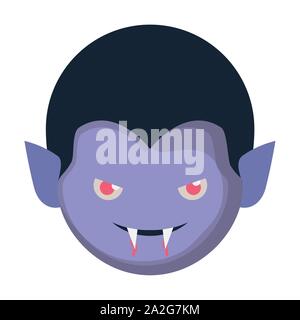 cute little boy head with dracula costume Stock Vector