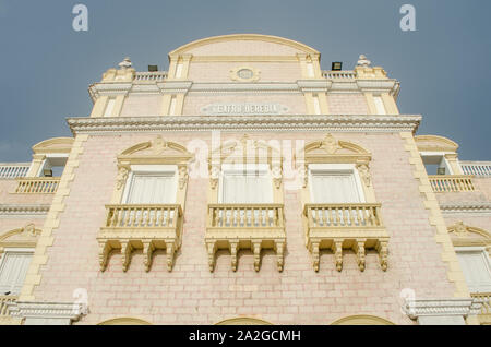 Facade of Adolfo Mejía Theater in the Walled City of Cartagena. Stock Photo