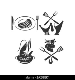 Barbecue logo template vector badge Design set Stock Vector