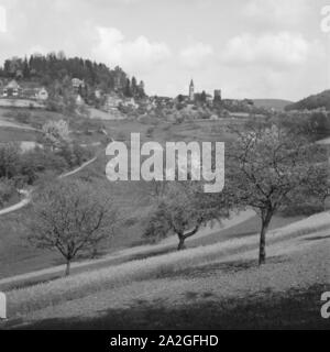Malerische Landschaft um Heidelberg, Deutschland 1930er Jahre. Scenic landscape around Heidelberg, Germany 1930s. Stock Photo