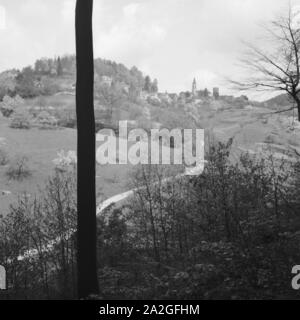 Malerische Landschaft um Heidelberg, Deutschland 1930er Jahre. Scenic landscape around Heidelberg, Germany 1930s. Stock Photo