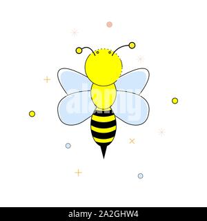 Cartoon bee on a white background. Vector illustration. Stock Vector