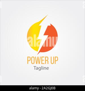 Arrow UP lightning Electric power logo, icons, template - vector eps 10 Stock Vector
