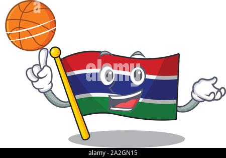 With basketball flag gambia isolated in the character Stock Vector