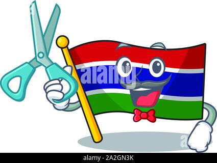 Barber flag gambia isolated in the character Stock Vector