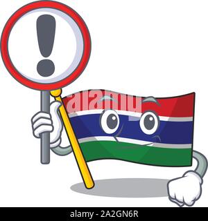 With sign flag gambia isolated in the character Stock Vector