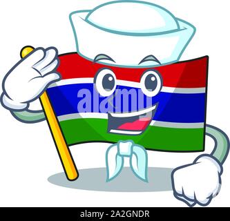 Sailor flag gambia isolated in the character Stock Vector