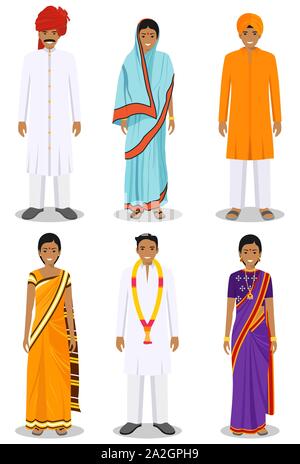 set indian men women standing in different poses smiling male female ...