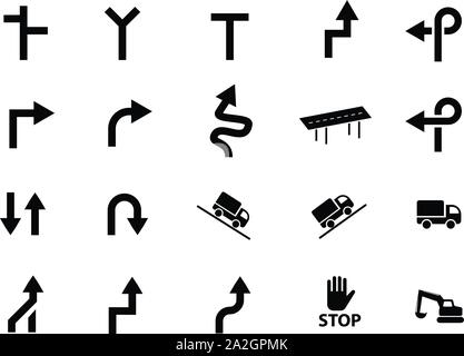 Set of traffic sign isolated on white, vector art Stock Vector