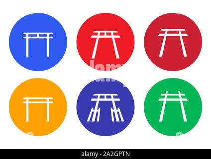 Set of Japanese Shrine icon and symbol, vector art Stock Vector
