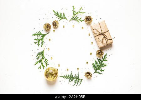 Christmas composition. Flat lay, top view, mockup. Stock Photo