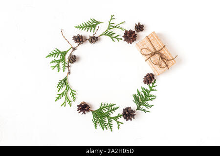 Christmas composition. Flat lay, top view, mockup. Stock Photo