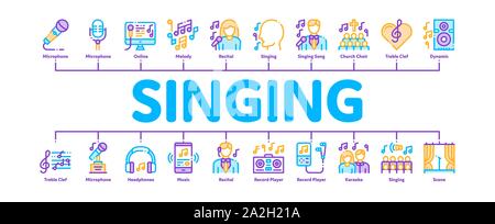 Singing Song Minimal Infographic Banner Vector Stock Vector