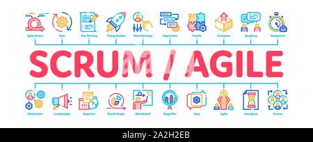 Scrum Agile Minimal Infographic Banner Vector Stock Vector