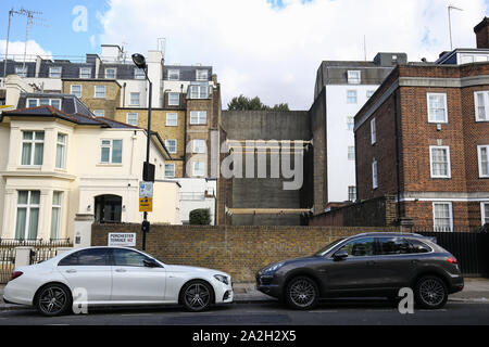 An exterior rear view of 23-24 Leinster Gardens, west London, showing a facade of two five-storey 'pretend' houses. Stock Photo