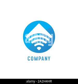 Communications Network Logo Design Template, Wifi Icon, Radio Waves, Energy Waves Stock Vector