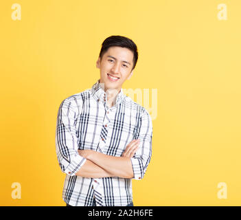 close up handsome young man smiling Stock Photo