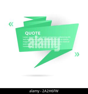 Big ribbon with quote text space vector illustration isolated on white background. Quotation remark, mention frame like speech bubble or callout text Stock Vector