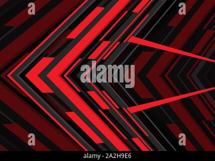 Abstract red black arrow geometric direction on black blank space ...