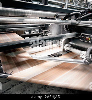Speed of Offset print press at work Stock Photo