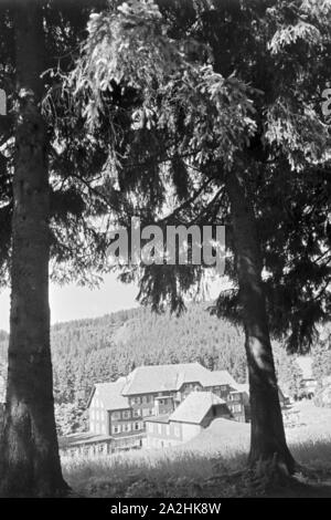 Ein Ausflug in den Erholungsort Ruhestein im Schwarzwald, Deutsches Reich 1930er Jahre. A trip to the health resort Ruhestein in the Black Forest, Germany 1930. Stock Photo