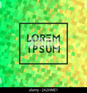 Background with square pixel texture. Vector illustration. Gradient green and yellow. Stock Vector
