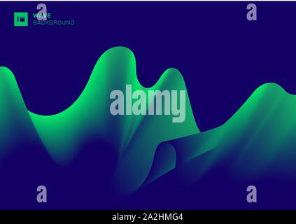 Abstract aurora green light wave on blue background. Vector illustration Stock Vector
