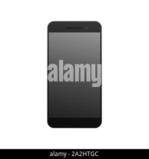 Modern black smartphone. Vector illustration. Mobile phone with touchscreen. Stock Vector