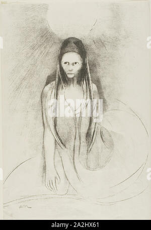 Intelligence was Mine! I Became the Buddha, plate 12 of 24, 1896, Odilon Redon, French, 1840-1916, France, Lithograph in black on thin ivory wove paper, 315 × 215 mm (sheet Stock Photo