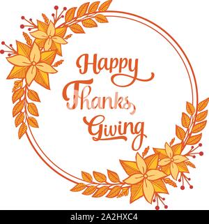 Template thanksgiving, with motif of autumn leaf flower frame. Vector ...