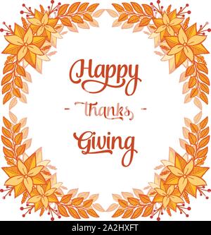 Drawing of leaf flower frame, with template of design greeting card ...