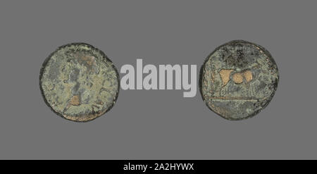 Coin Portraying Emperor Claudius, AD 41/54, Roman, Roman Empire, Bronze, Diam. 1.6 cm, 3.85 g Stock Photo