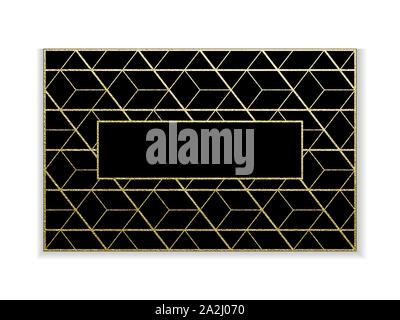 Gold business card template or gift cards . Golden glitter effect . Luxury vector illustration . Space for text Stock Vector