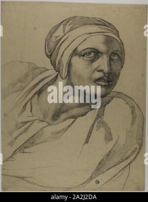 Half-Length Figure, late 18th century, after Michelangelo Buonarroti, Italian, 1475-1564, Italy, Charcoal on cream laid paper, 461 x 352 mm (max Stock Photo