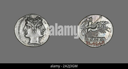 Didrachm (Coin) Depicting the God Janus, 225/214 BC, Roman, Roman Empire, Silver, Diam. 2.3 cm, 6.20 g Stock Photo