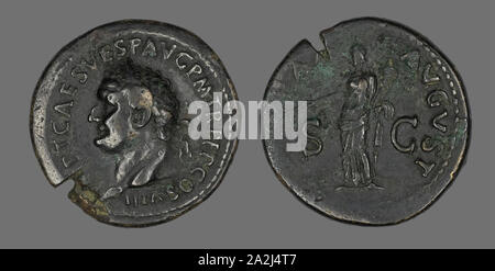 Coin Portraying Emperor Vespasian, AD 76, Roman, Roman Empire, Bronze, Diam. 3.4 cm, 21.48 g Stock Photo