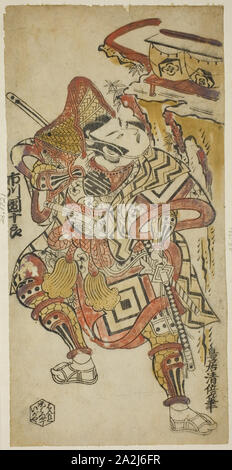 The Actor Ichikawa Danjuro II as Soga no Goro, c. 1725, Torii Kiyomasu II, Japanese, 1706 (?)–1763 (?), Japan, Hand-colored woodblock print, hosoban, tan-e, 12 1/4 x 6 in Stock Photo