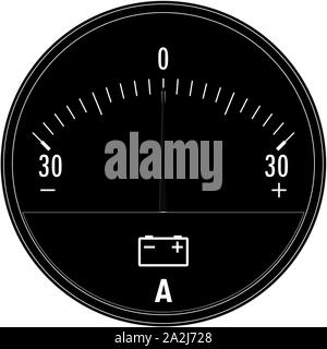 Ampermeter, Car Ammeter. Black drawing Stock Vector