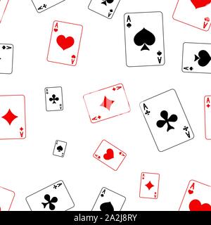 Playing cards seamless pattern. Red and black background Stock Vector
