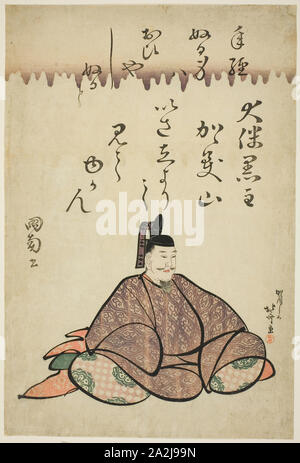 The Poet Otomo no Kuronushi, from the series Six Immortal Poets (Rokkasen), c. 1810, Katsushika Hokusai 葛飾 北斎, Japanese, 1760-1849, Japan, Color woodblock print, oban, 37.7 x 25.3 cm Stock Photo