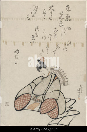 The Poet Ariwara no Narihira, from the series Six Immortal Poets (Rokkasen), c. 1798, Katsushika Hokusai 葛飾 北斎, Japanese, 1760-1849, Japan, Color woodblock print, oban, 37.5 x 25.5 cm Stock Photo