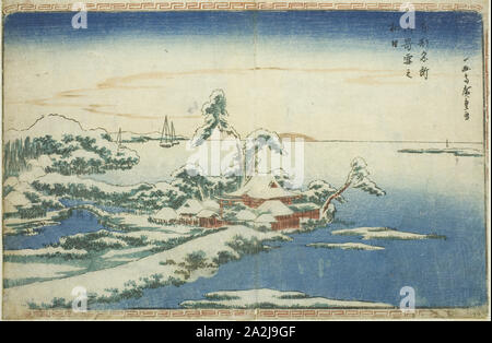 Snow on New Year’s Day at Susaki (Susaki yuki no hatsuhi), from the series Famous Views of the Eastern Capital (Toto Meisho), c. 1831, Utagawa Hiroshige 歌川 広重, Japanese, 1797-1858, Japan, Color woodblock print, oban, 23 x 35.3 cm (9 1/16 x 13 7/8 in Stock Photo