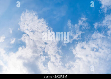 Elegant blank sky background. Cirrus clouds on blue the sky. Stock Photo