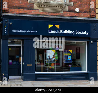 Gloucester, England - September 08 2019:   The frontage of the Leeds Building Society branch in Northgate Street Stock Photo